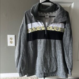 Adorable PINK Gray and Black Half-Zip Sweater ✨